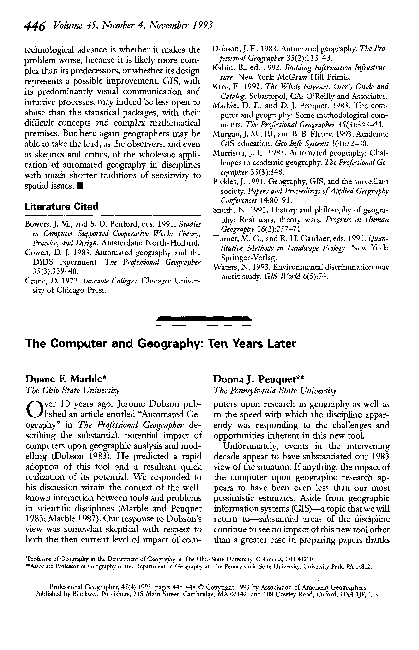 (PDF) The Computer and Geography: Ten Years Later
