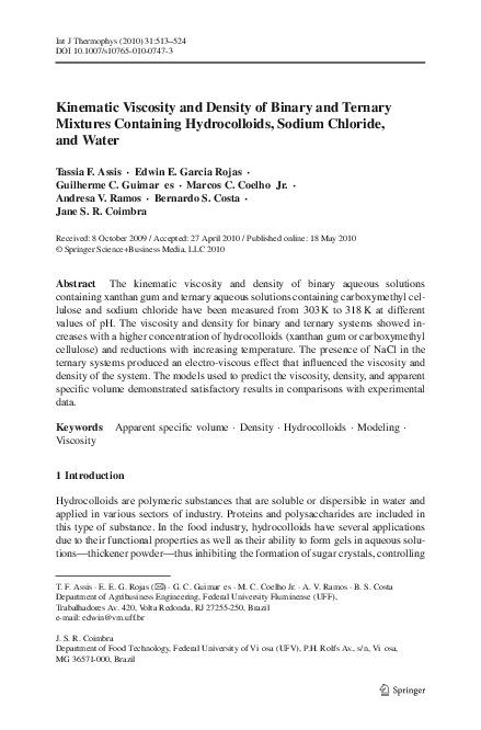 (PDF) Kinematic Viscosity and Density of Binary and Ternary Mixtures ...