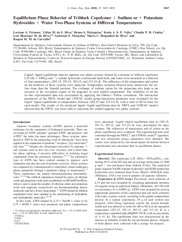 (PDF) Equilibrium Phase Behavior of Triblock Copolymer + Salt + Water ...
