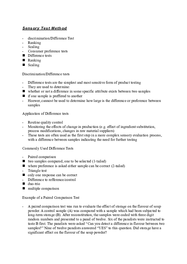 Sensory Test Method chelle zam Academia.edu
