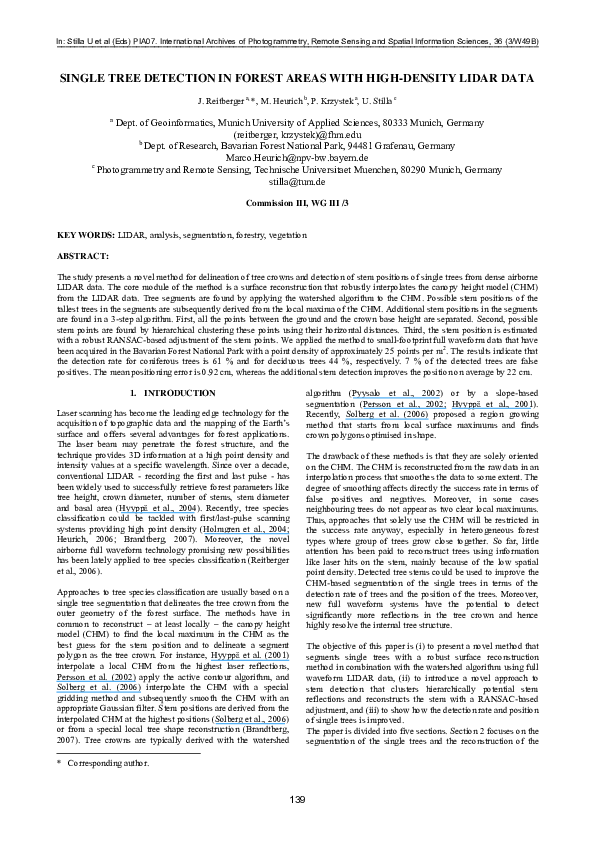 (PDF) Stem detection of single trees in forest areas with high