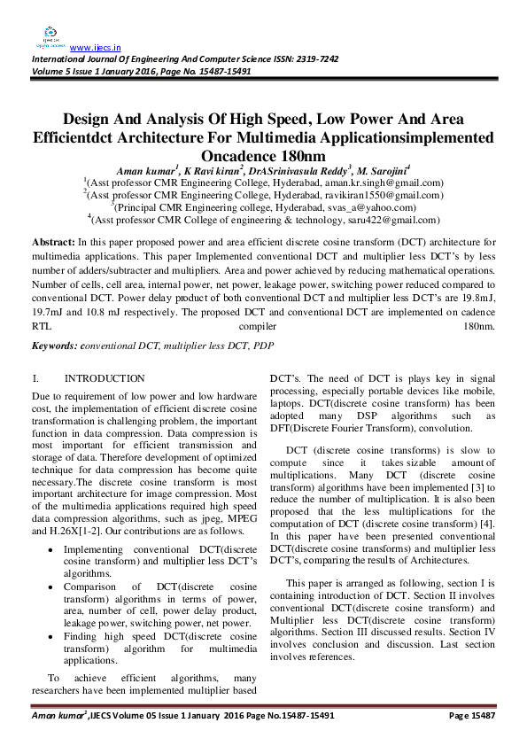 (PDF) Design And Analysis Of High Speed, Low Power And Area ...