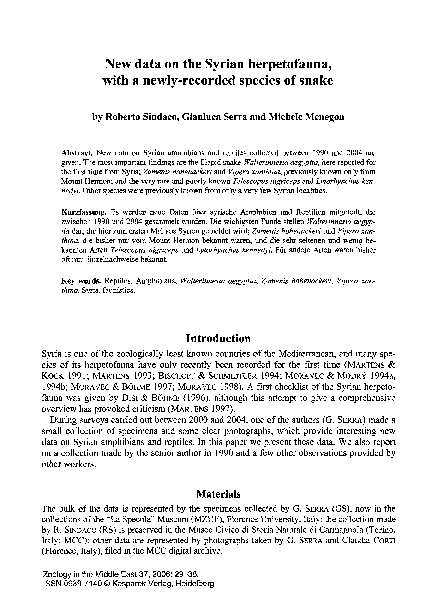 (PDF) New data on the Syrian herpetofauna, with a newly-recorded ...