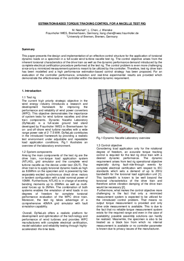 (PDF) Estimation-Based Torque Tracking Control for a Nacelle Test Rig