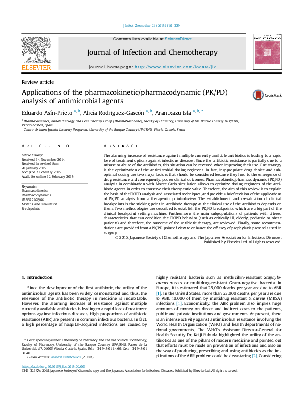 (PDF) Applications of the pharmacokinetic/pharmacodynamic (PK/PD ...