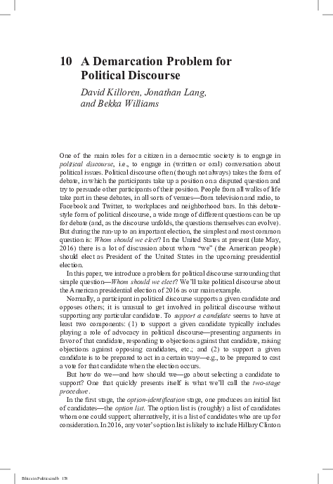 (PDF) A Demarcation Problem for Political Discourse