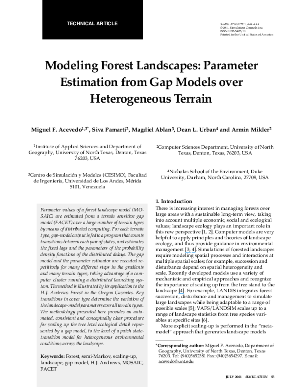 (PDF) Modeling Forest Landscapes: Parameter Estimation from Gap Models ...