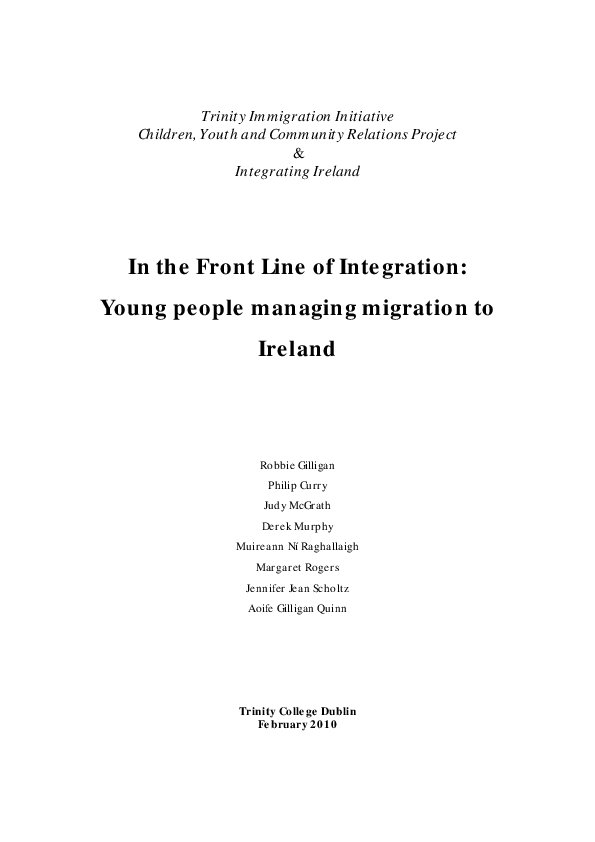 (PDF) In the Front Line of Integration: Young people managing migration ...