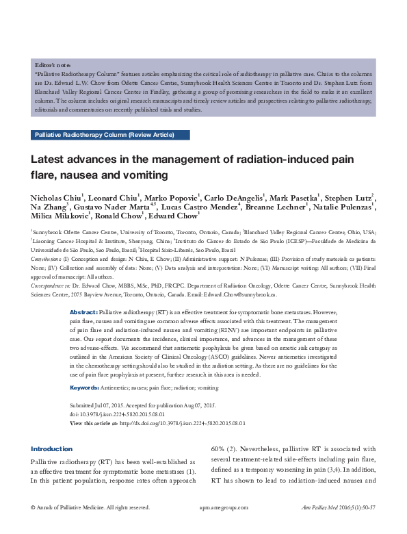 (PDF) Latest advances in the management of radiationinduced pain flare