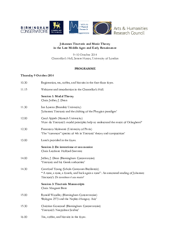 (PDF) Johannes Tinctoris and Music Theory in the Late Middle Ages and