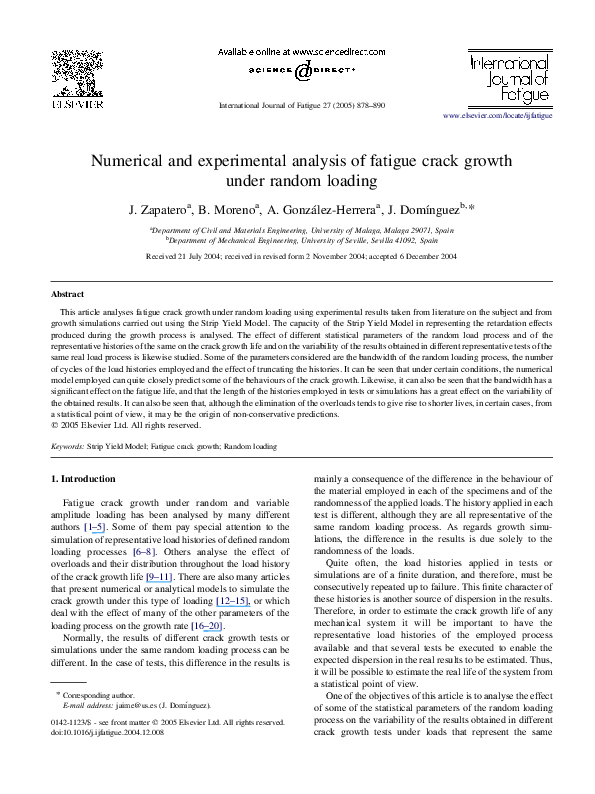 (PDF) Numerical and experimental analysis of fatigue crack growth under ...