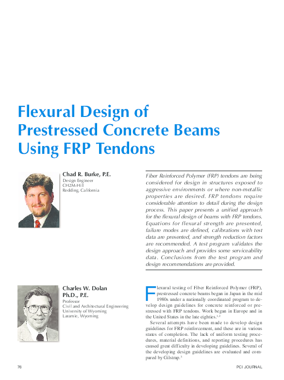 (PDF) Flexural Design of Prestressed Concrete Beams Using FRP Tendons