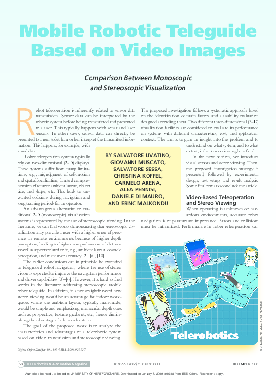 (PDF) Mobile robotic teleguide based on video images