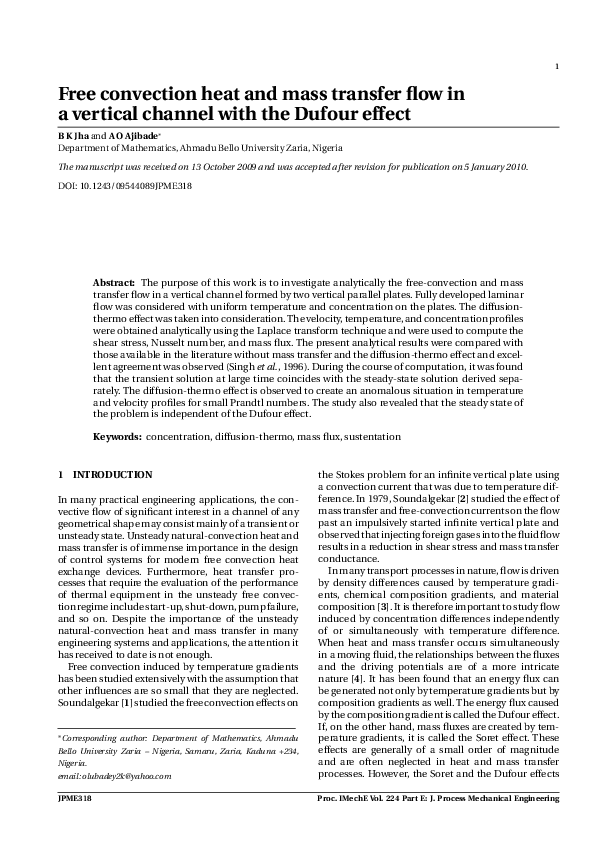 (PDF) Free convection heat and mass transfer flow in a vertical channel ...