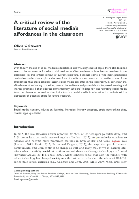 (PDF) A critical review of the literature of social media's affordances ...