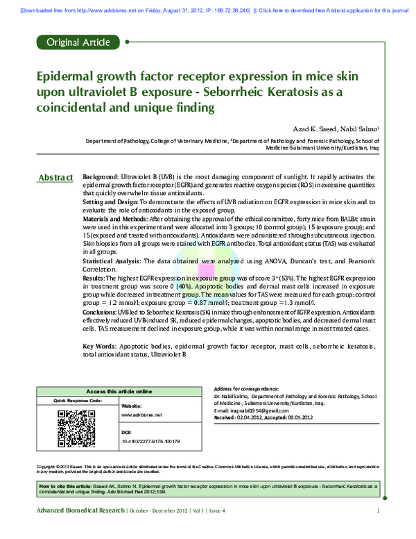 (PDF) Epidermal growth factor receptor expression in mice skin upon ...