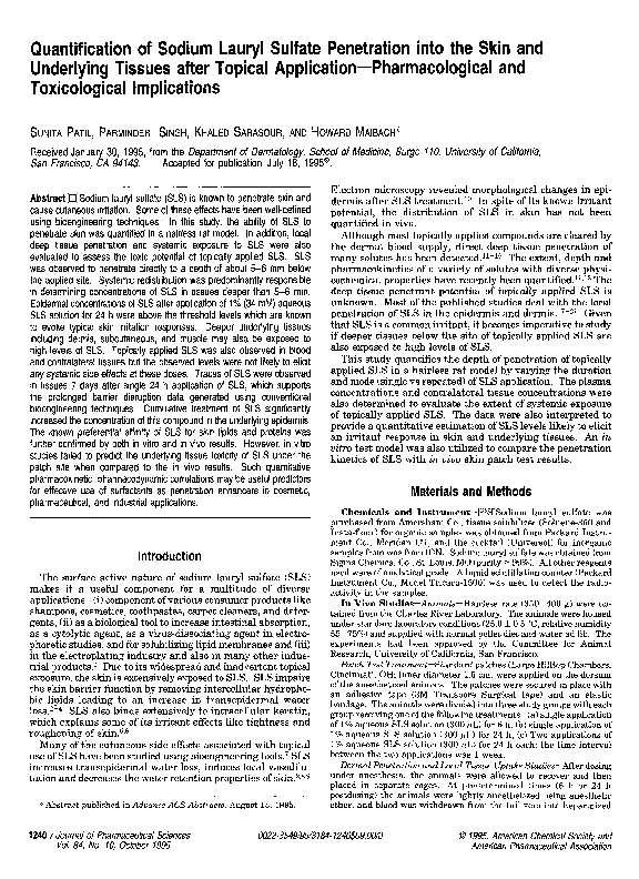 (PDF) Quantification of sodium lauryl sulfate penetration into the skin ...