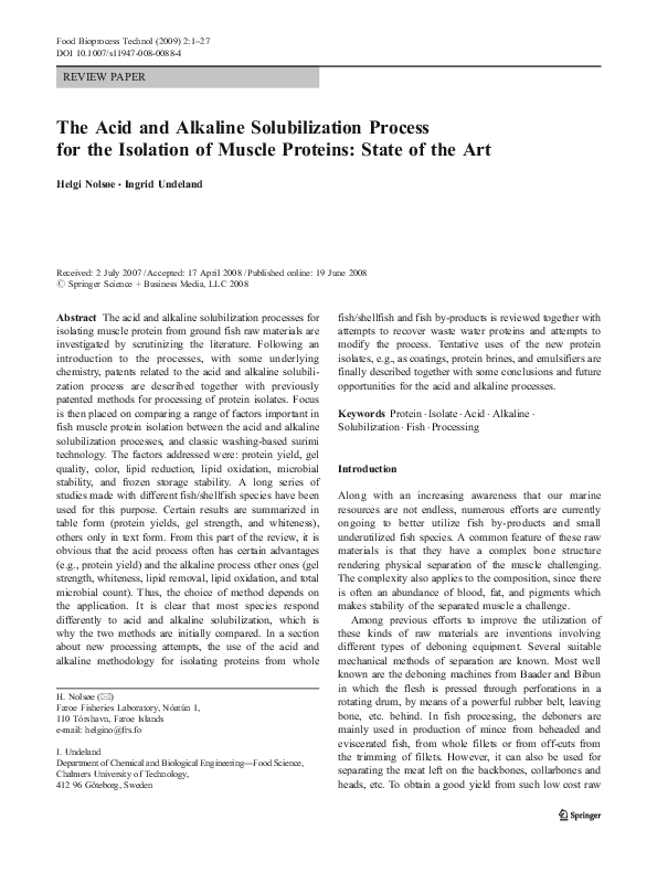(PDF) The Acid and Alkaline Solubilization Process for the Isolation of ...