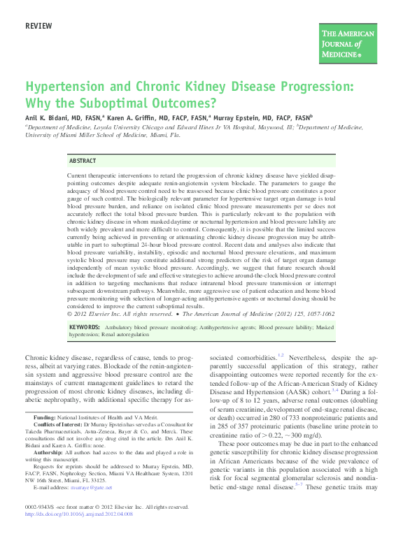 (PDF) Hypertension and Chronic Kidney Disease Progression: Why the ...