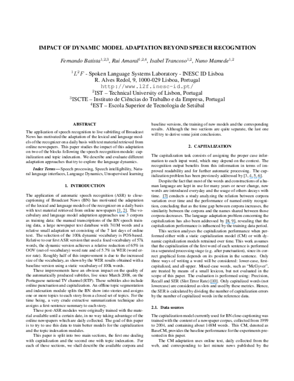 (PDF) Impact of dynamic model adaptation beyond speech recognition