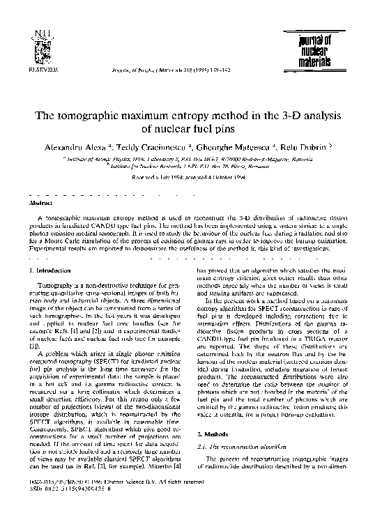 (PDF) The tomographic maximum entropy method in the 3-D analysis of ...