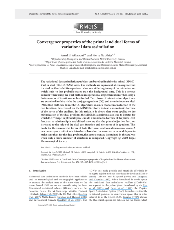 (PDF) Convergence properties of the primal and dual forms of ...