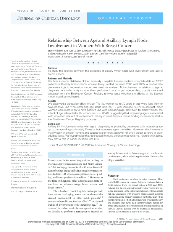 (PDF) Relationship between age and axillary lymph node involvement in ...