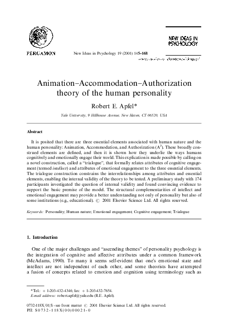 (PDF) Animation–Accommodation–Authorization theory of the human personality