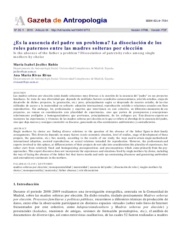 (PDF) Es la ausencia del padre un problema? La disociación de los roles ...