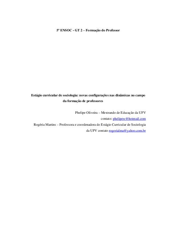(PDF) 5º ENSOC -GT 2 – Formação do Professor