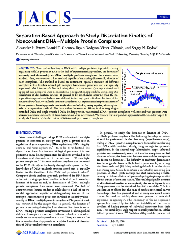 (PDF) Separation-Based Approach to Study Dissociation Kinetics of ...