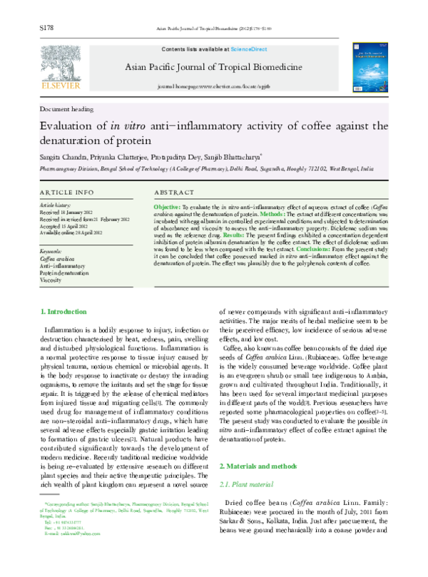 (PDF) Evaluation of in vitro anti-inflammatory activity of coffee ...