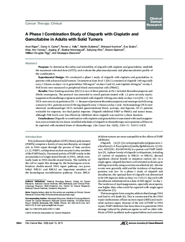 (PDF) A Phase I Combination Study of Olaparib with Cisplatin and ...