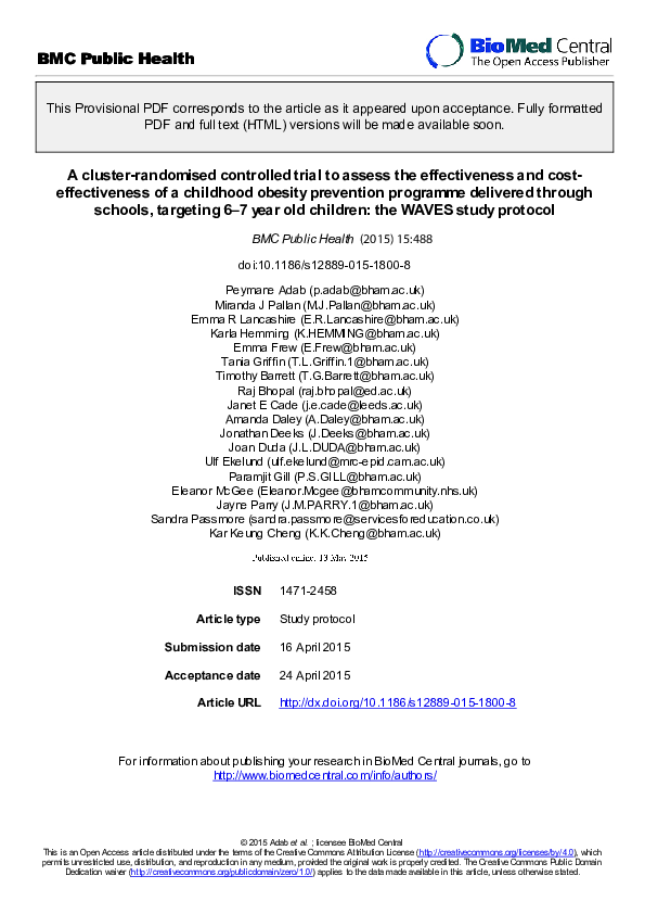 (PDF) A cluster-randomised controlled trial to assess the effectiveness ...