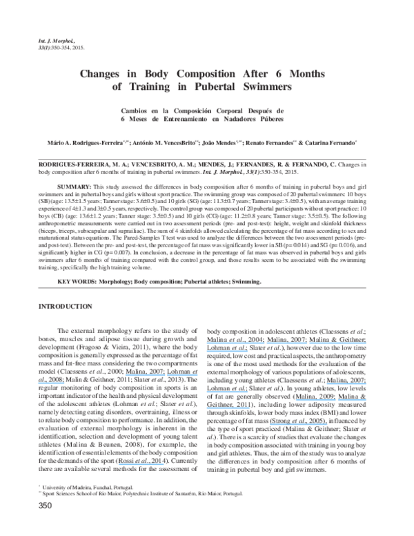 (PDF) Changes in Body Composition After 6 Months of Training in ...