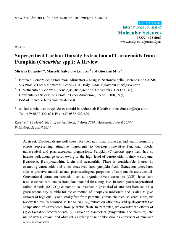 (PDF) Supercritical carbon dioxide extraction of caraway essential oil