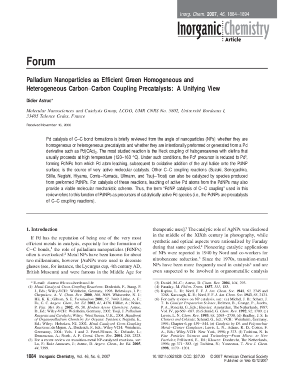(PDF) Palladium Nanoparticles as Efficient Green Homogeneous and ...
