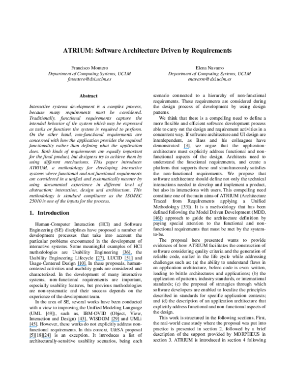 (PDF) ATRIUM: Software Architecture Driven by Requirements