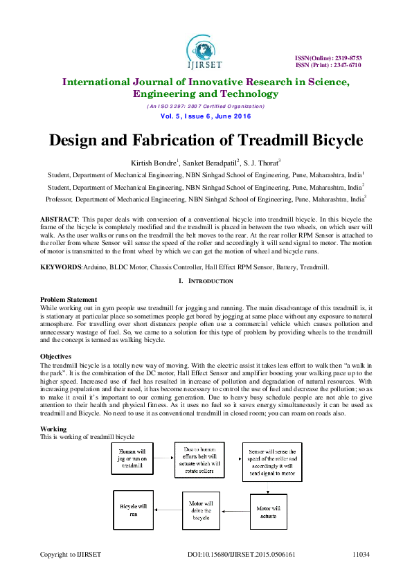(PDF) Design and Fabrication of Treadmill Bicycle Rahul Sahu