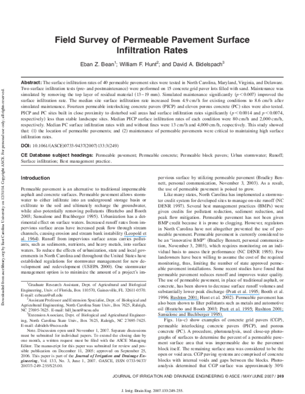 (PDF) Evaluation of Four Permeable Pavement Sites in Eastern North ...