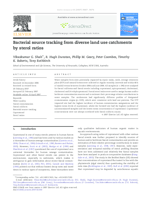 (PDF) Bacterial source tracking from diverse land use catchments by ...