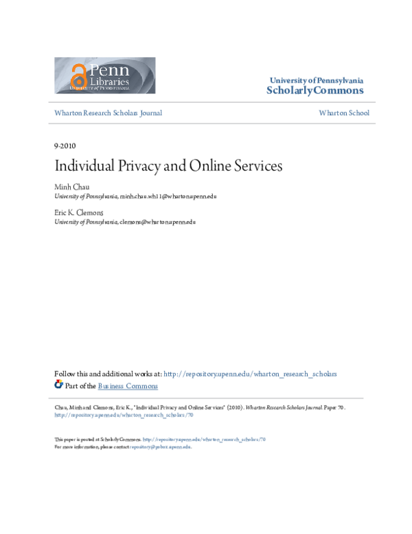 (PDF) Individual Privacy and Online Services