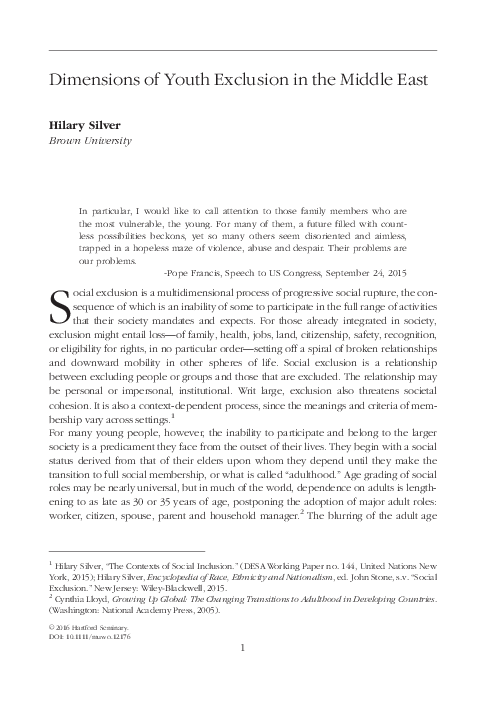 (PDF) Dimensions of Youth Exclusion in the Middle East