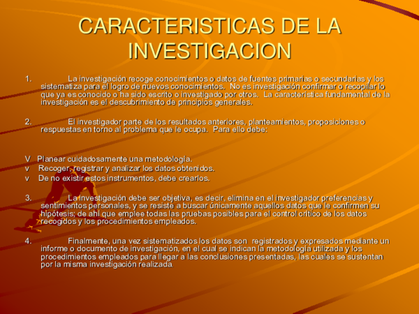 (PDF) CARACTERISTICAS DE LA INVESTIGACION