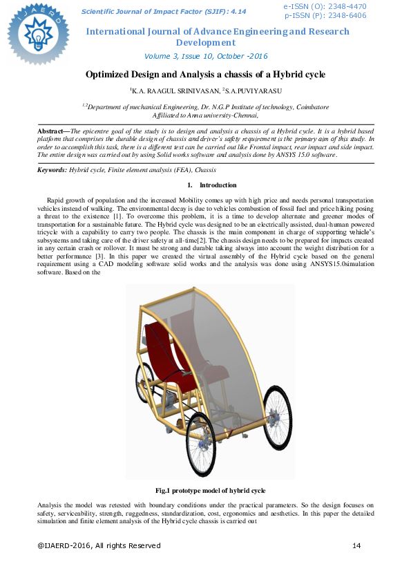 (PDF) Optimized Design and Analysis a chassis of a Hybrid cycle