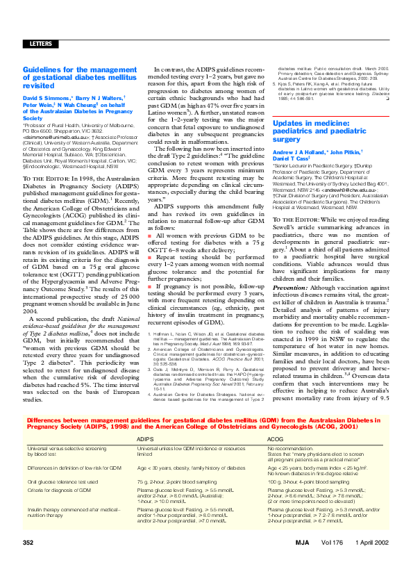 (PDF) Guidelines for the management of gestational diabetes mellitus ...