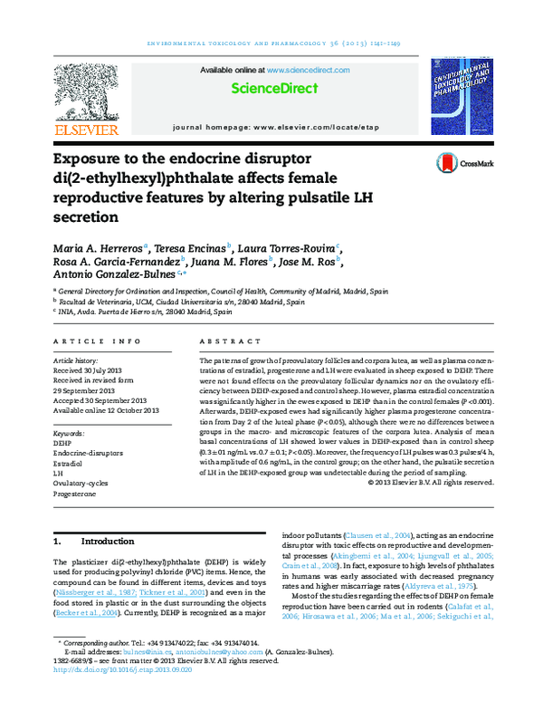 (PDF) Exposure to the endocrine disruptor di(2-ethylhexyl)phthalate ...