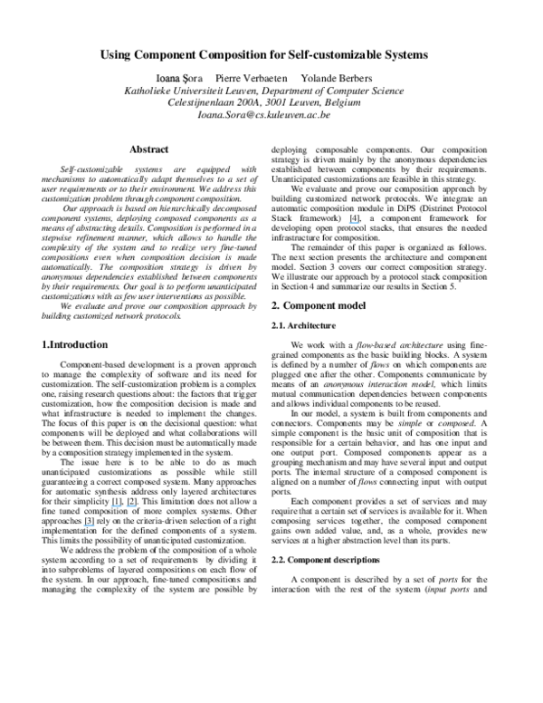 (PDF) Using component composition for self-customizable systems