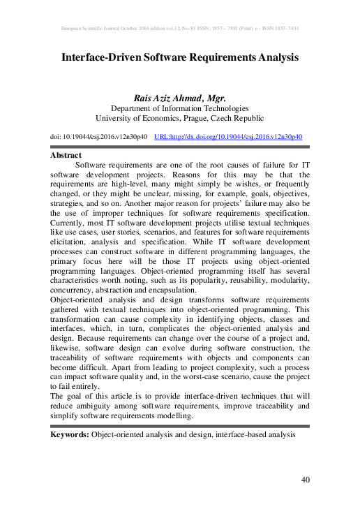 Pdf Interface Driven Software Requirements Analysis