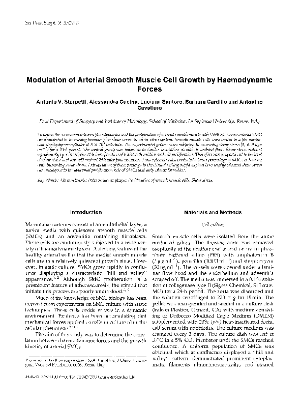 (PDF) Modulation of arterial smooth muscle cell growth by haemodynamic ...